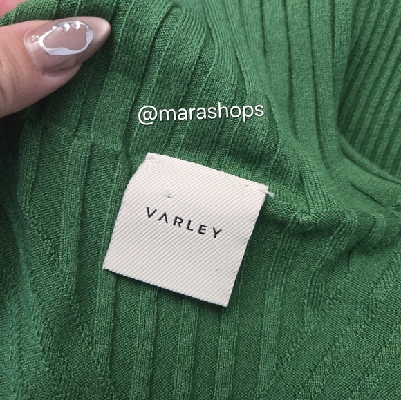 Varley Esme Rib Roll Neck Green Turtleneck Sweater - Picture 4 of 7